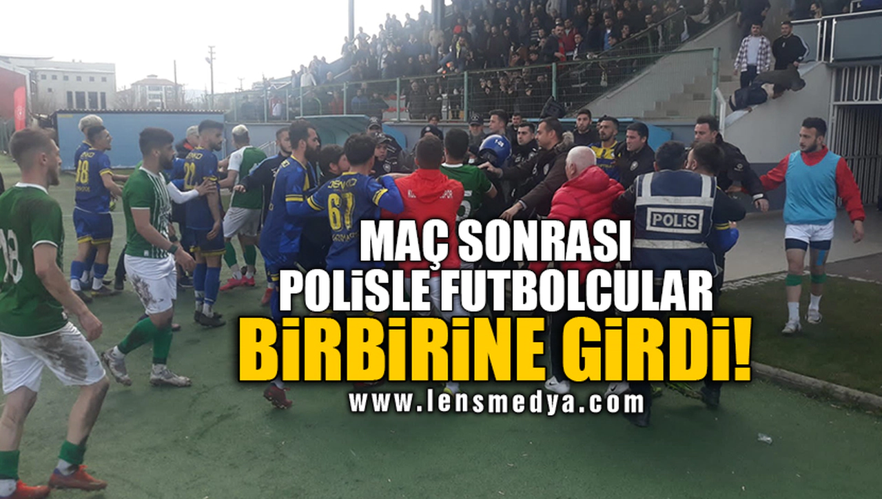 MAÇ SONRASI POLİSLE FUTBOLCULAR BİRBİRİNE GİRDİ!