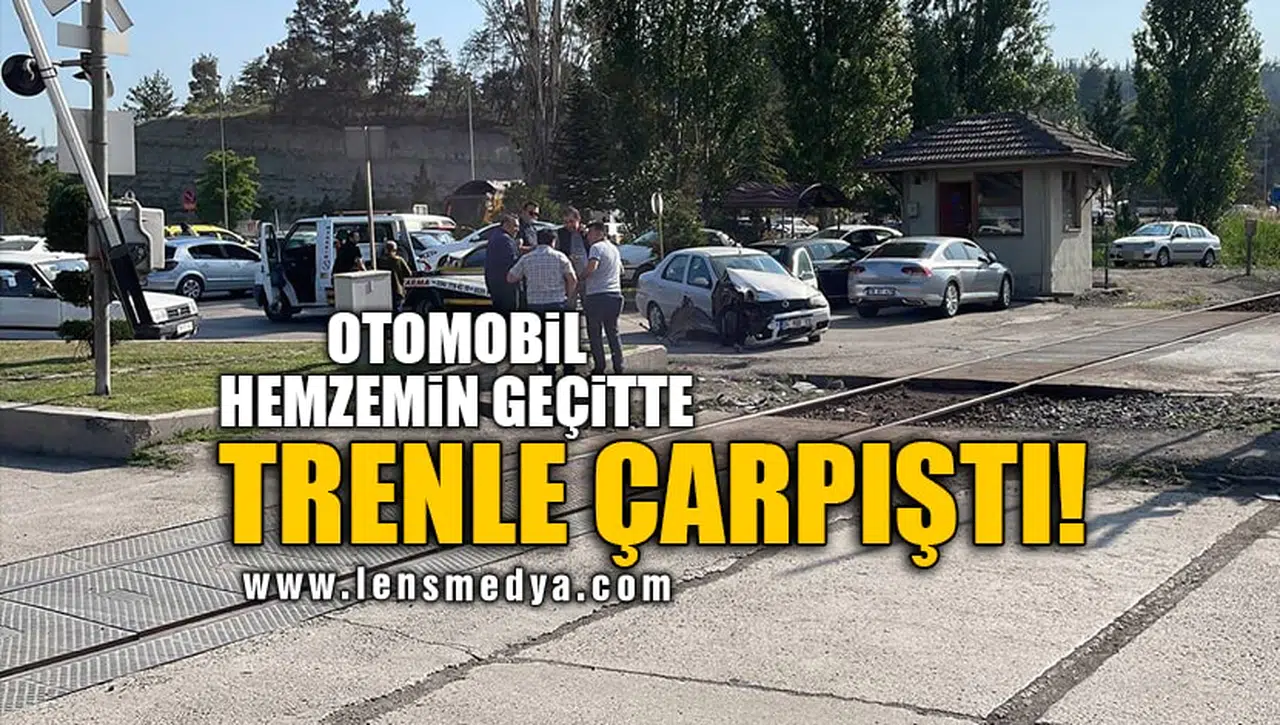 OTOMOBİL HEMZEMİN GEÇİTTE TRENLE ÇARPIŞTI!