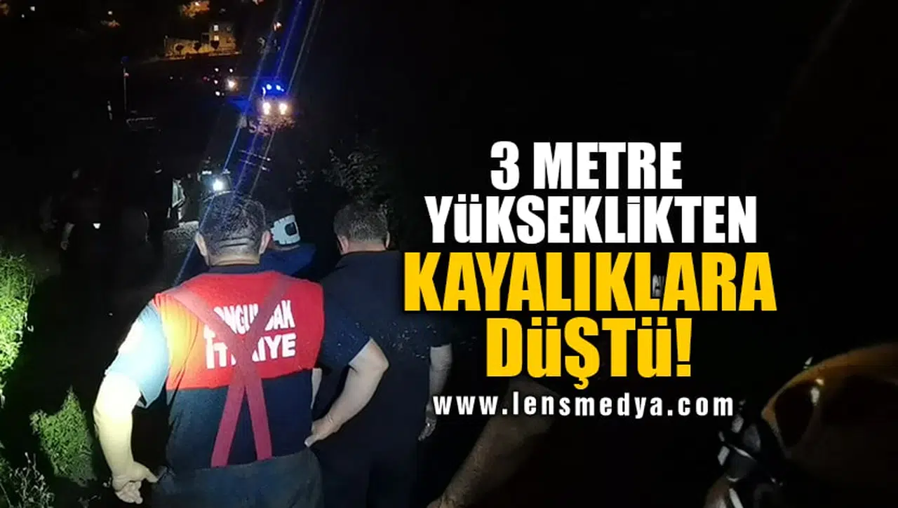 3 METRE YÜKSEKLİKTEN KAYALIKLARA DÜŞTÜ!