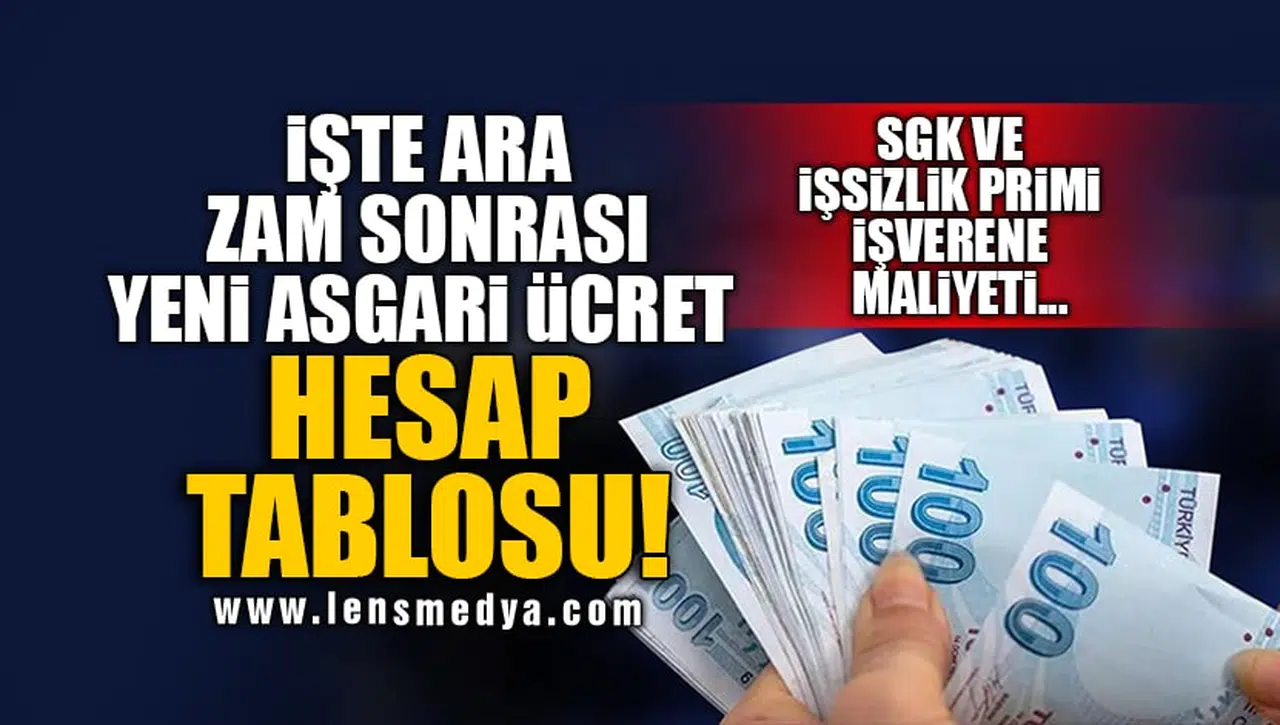 İŞTE ARA ZAM SONRASI YENİ ASGARİ ÜCRET HESAP TABLOSU!