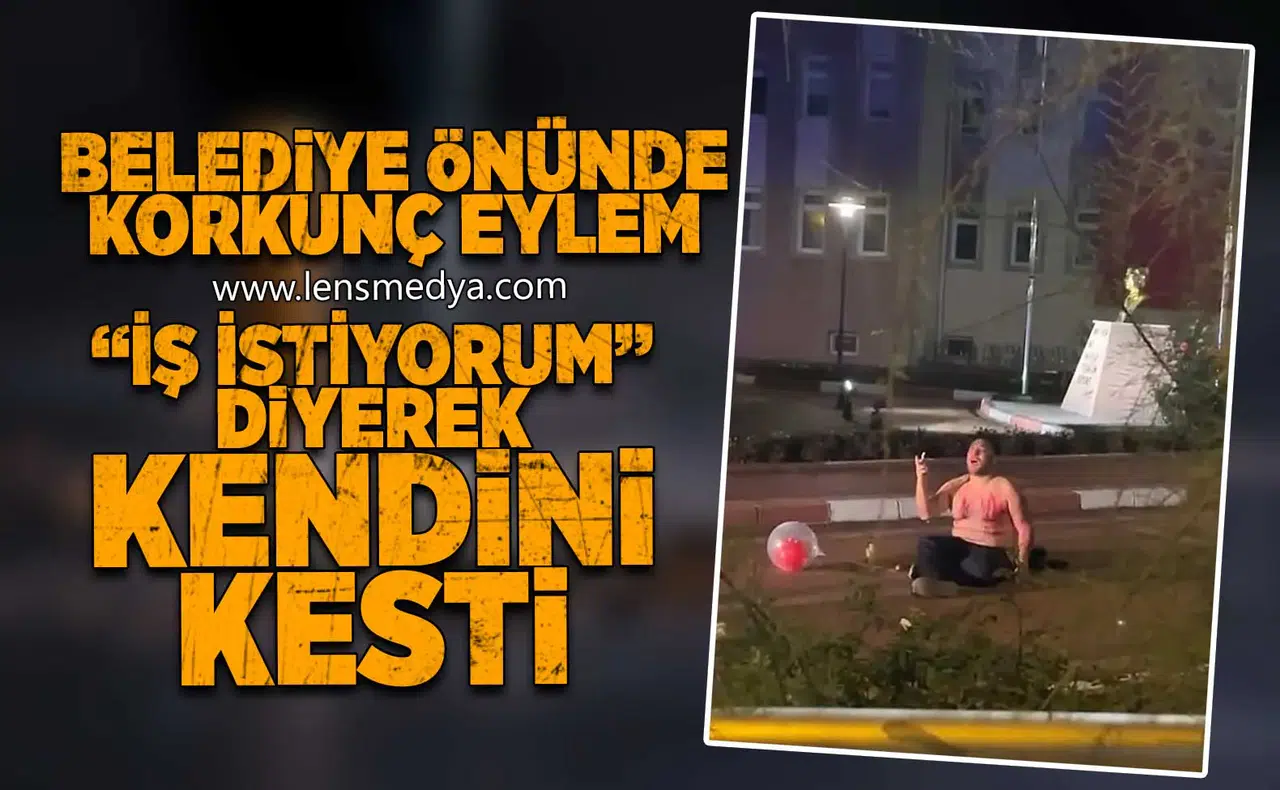 Belediye önünde yarı çıplak eylem!