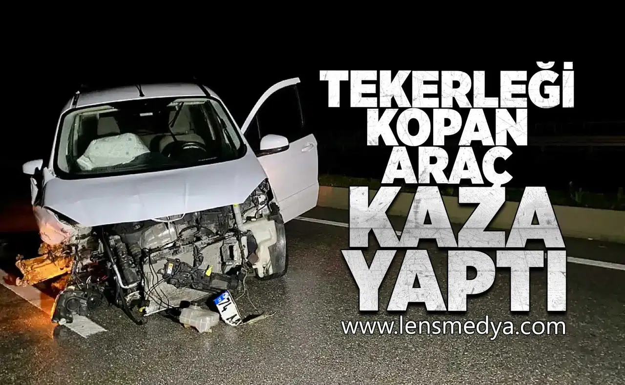 Tekerleği kopan araç kaza yaptı!