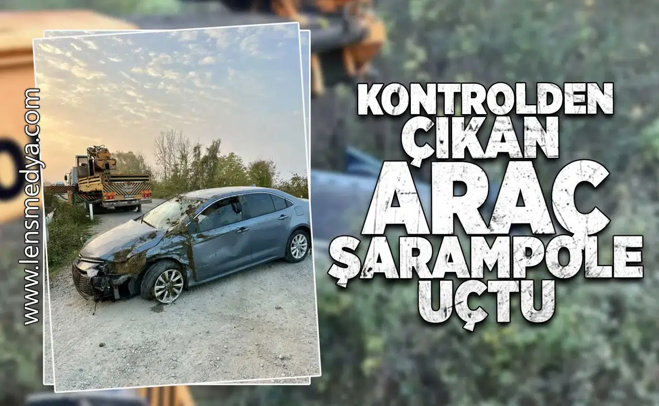 Kontrolden çıkan araç şarampole devrildi!