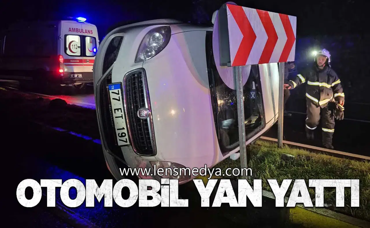 OTOMOBİL YAN YATTI