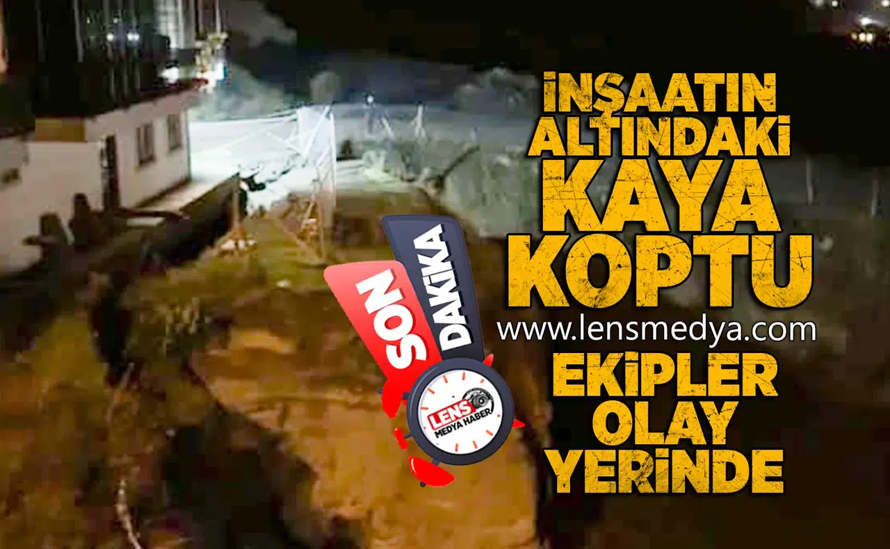 İnşaatın altındaki kaya koptu... İnşaat durdu!