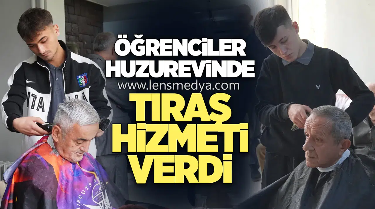 Öğrenciler huzurevinde tıraş hizmeti verdi