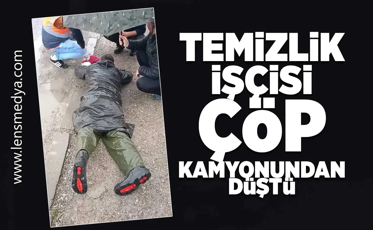 Temizlik işçisi çöp kamyonundan düştü!