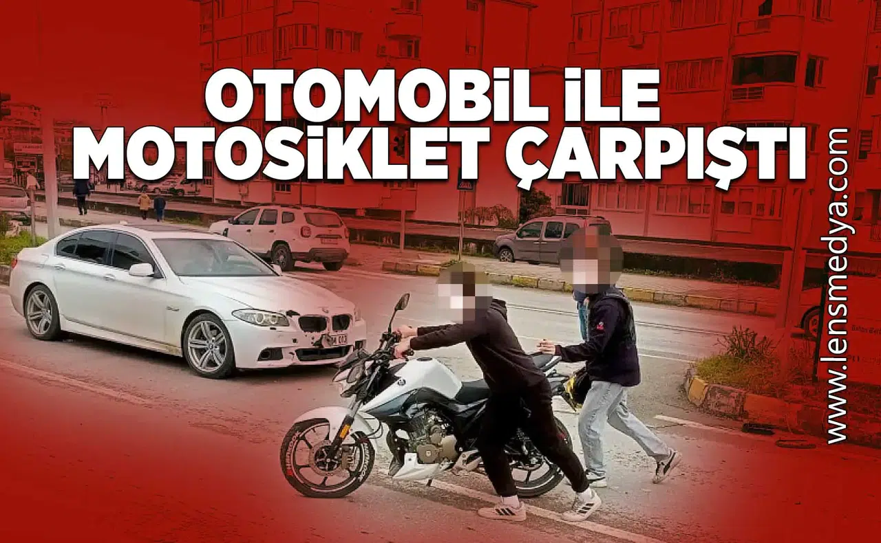 Motosiklet ile otomobil çarpıştı: 2 Yaralı