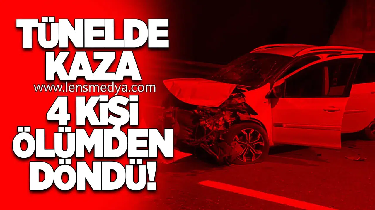 Hurdaya dönen araçta 4 Kişi Ölümden Döndü