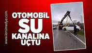 Otomobil su kanalına uçtu!