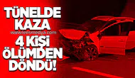 Hurdaya dönen araçta 4 Kişi Ölümden Döndü