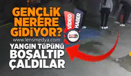Yangın tüpünü boşaltıp, çaldılar!
