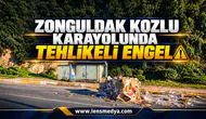 Zonguldak Kozlu Karayolunda Tehlikeli Engel