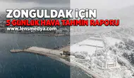 Zonguldak için 5 günlük hava tahmin raporu!