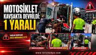 MOTOSİKLET KAVŞAKTA DEVRİLDİ: 1 YARALI