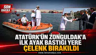 Atatürk’ün Zonguldak’a ilk ayak bastığı yere çelenk bırakıldı