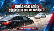Alaplı’da sağanak yağış sürücülere zor anlar yaşattı