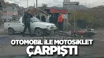 Otomobil ile Motosiklet Çarpıştı