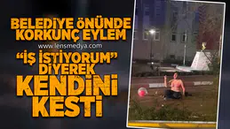 Belediye önünde yarı çıplak eylem!