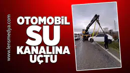 Otomobil su kanalına uçtu!
