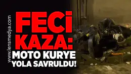 Feci Kaza: Moto Kurye Yola Savruldu