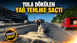 Yola dökülen yağ tehlike saçtı... İtfaiye ekipleri müdahale etti!