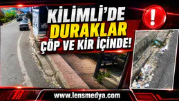 Kilimli'de duraklar kir ve çöp içinde!