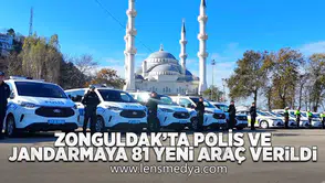 Zonguldak'ta Polis ve Jandarma'ya 81 araç teslim edildi.