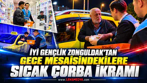 İYİ Gençlik Zonguldak’tan Gece Mesaisindekilere Sıcak Çorba İkramı