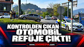 Kontrolden çıkan otomobil refüje çıktı!