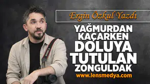 Yağmurdan kaçarken doluya tutulan Zonguldak!