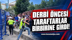 Derbi öncesi taraftarlar birbirine girdi!