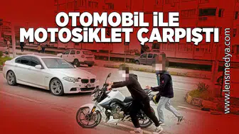Motosiklet ile otomobil çarpıştı: 2 Yaralı