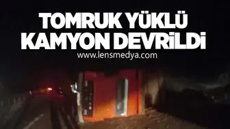 Tomruk Yüklü Kamyon Devrildi