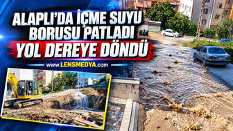 ALAPLI’DA İÇME SUYU BORUSU PATLADI: YOL DEREYE DÖNDÜ
