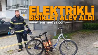 Elektrikli bisiklet alev aldı!