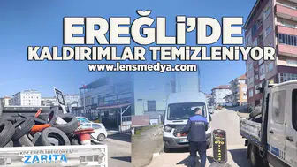 Ereğli'de kaldırımlar temizleniyor