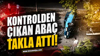Kontrolden çıkan araç takla attı!