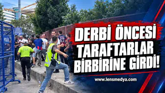 Derbi öncesi taraftarlar birbirine girdi!