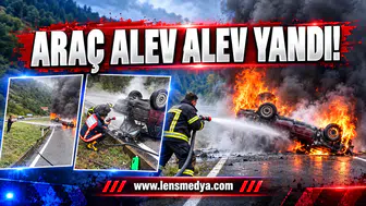 Araç alev alev yandı!