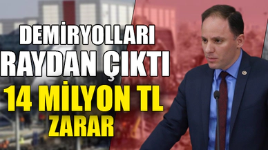 DEMİRYOLLARI RAYDAN ÇIKTI 14 MİLYON TL ZARAR