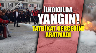 İLKOKULDA YANGIN TATBİKATI