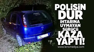 Polisin dur ihtarına uymayan sürücü kaza yaptı!