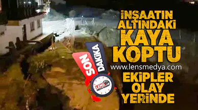 İnşaatın altındaki kaya koptu... İnşaat durdu!