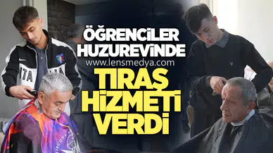 Çaycuma'da öğrenciler huzurevinde tıraş hizmeti verdi