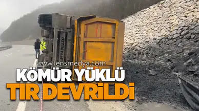 Kömür Yüklü Tır Devrildi: 1 Yaralı