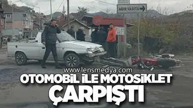 Otomobil ile Motosiklet Çarpıştı