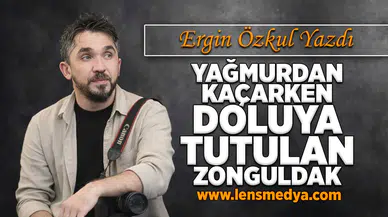 Yağmurdan kaçarken doluya tutulan Zonguldak!