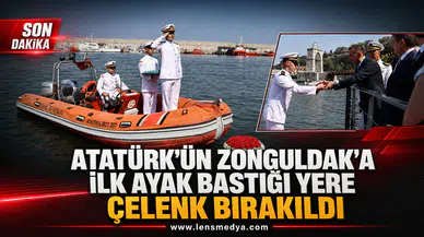 Atatürk’ün Zonguldak’a ilk ayak bastığı yere çelenk bırakıldı