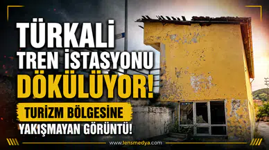TÜRKALİ TREN İSTASYONU DÖKÜLÜYOR... TURİZM BÖLGESİNE YAKIŞMAYAN GÖRÜNTÜ!